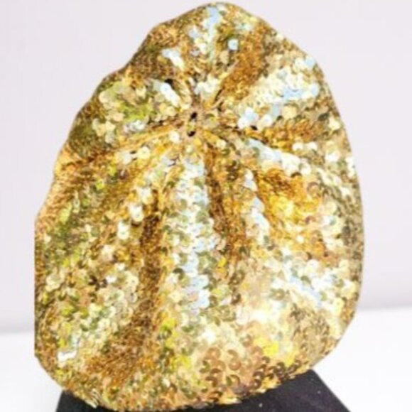 Glamorous Luxury Beaded Sequins Sequined Embellished Gold Metallic Hat Beret New - Picture 4 of 12